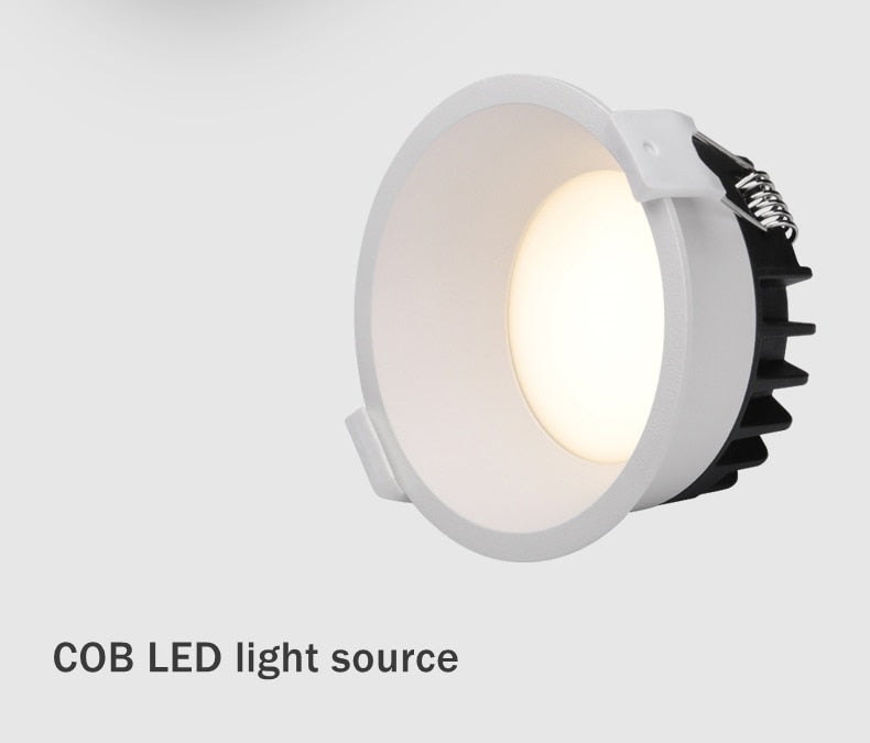 Anti-Glare LED Downlight Narrow Border Dimmable COB LED Ceiling Lamp Living Room Restaurant Background Recessed Spot Light