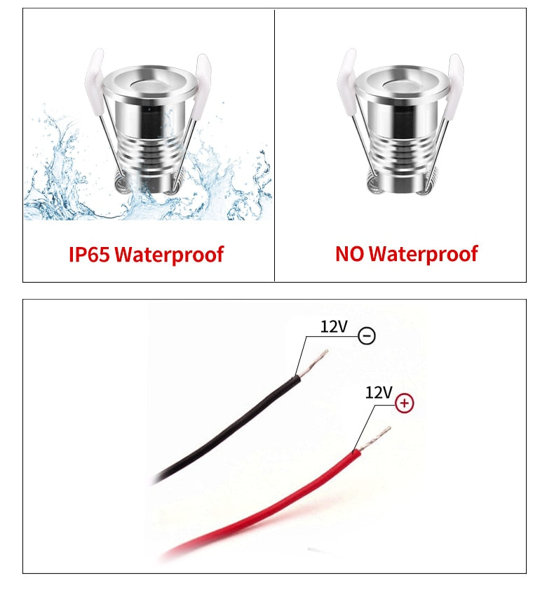 Mini spotlight LED waterproof DC12V indoor bathroom ceiling living room 3W cabinet embedded focus 24V built-in small downlight