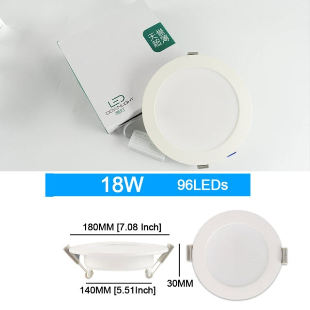 Ultra thin LED Downlight AC 220V 240V 3W 5W 7W 12W 18W 2835SMD Down Light Ceiling LED round panel light for Living Room Foyer