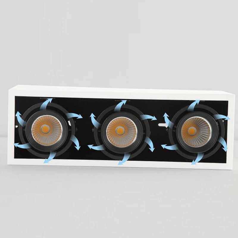 LED spot lighting LED Grille spotlights gallbladder 5W MR16*3 360 angle adjustment anti-glare Bean Lamp Ceiling Downlighting