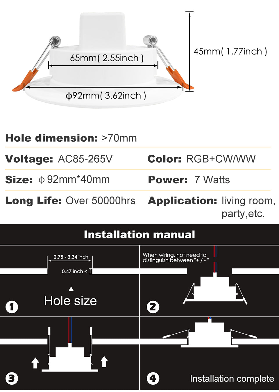 LED Downlight Spot LED Recessed Smart Dimmable Ceiling 7W Round Plafond Light 220V 110V RGB Color Changing Light Bulb Track Lamp