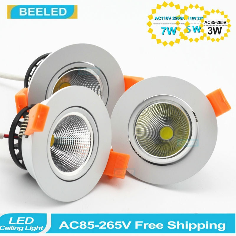 Recessed LED downlight Spot lights led lamp 3W 5W 7W white COB led dimmable dimmer led bulb lamps