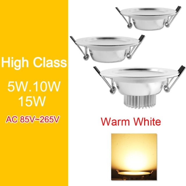 Downlight 3W 5W 9W 12W 15W 18W led downlight Silver White Ultra Thin Aluminum AC110V 220V 240V Round Recessed LED Spot Lighting