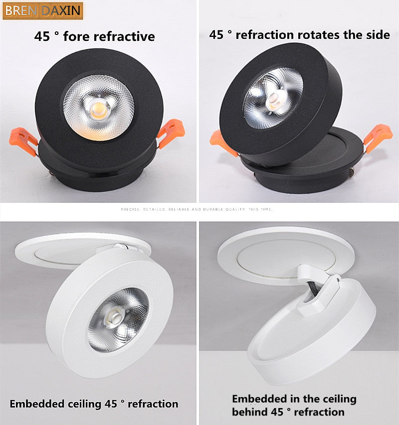 COB Ceiling Recessed Downlight 360 degree Rotatable Dimmable Slim 90 degree Foldable LED Spot Light Indoor lighting
