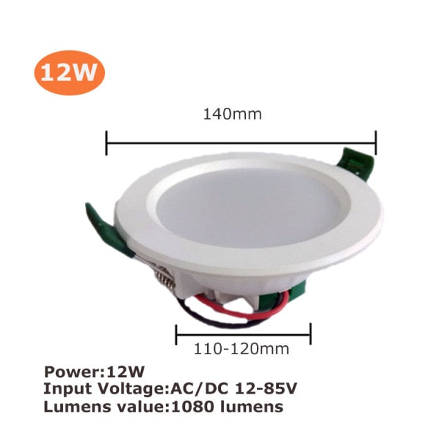 Led Downlight 18W 15W 12W 9W Aluminum Bombillas AC/DC 12V 24V Round Led Ceiling Recessed Grid Down Light 36V 50V Led Light