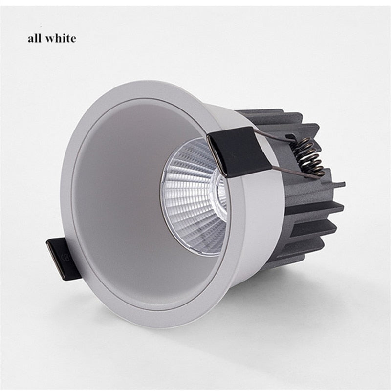 Dimmable Recessed Anti Glare LED Downlights 10W/15W/18W COB Ceiling Spot Lights AC90~260V Background Lamps Indoor Lighting