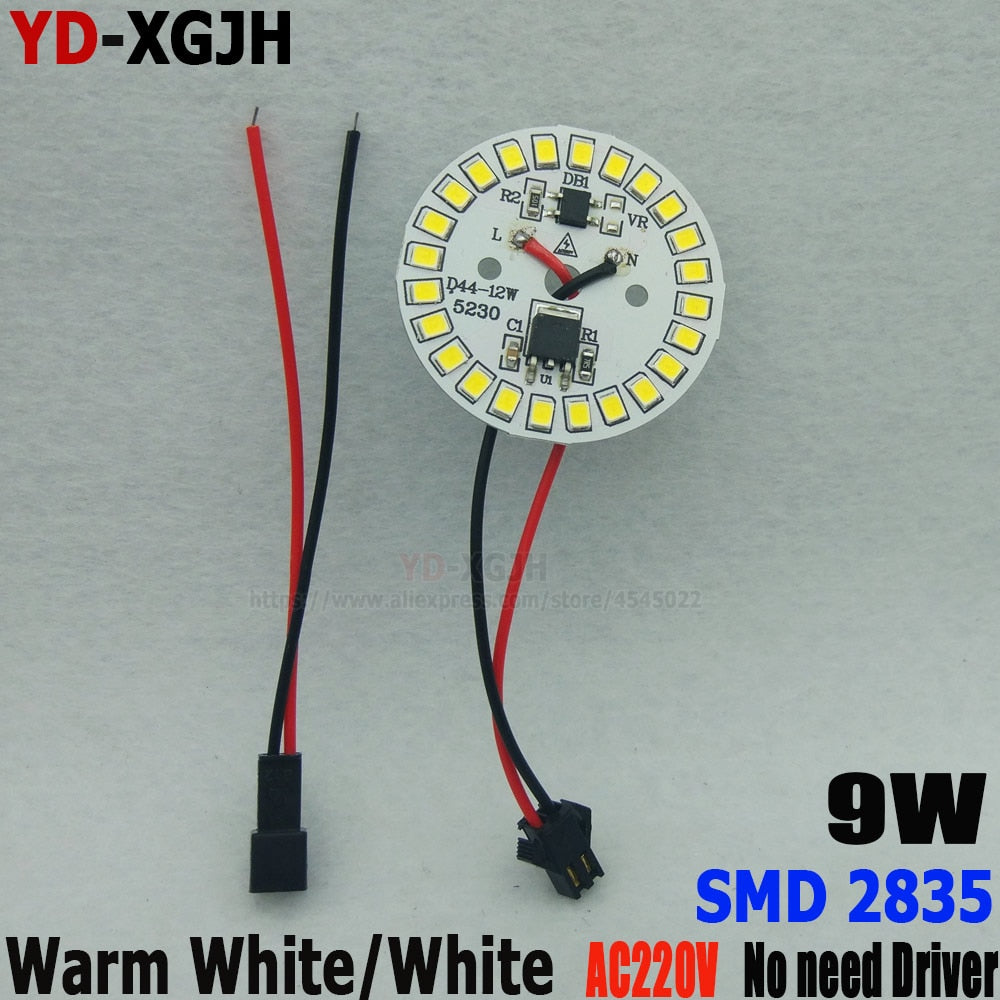 LED Downlight 10pcs SMD2835 3W 5W 7W 9W 12W 15W AC 220V Smart IC Driver led pcb source SM terminal line docking cable for LED Downlight Lights DIY
