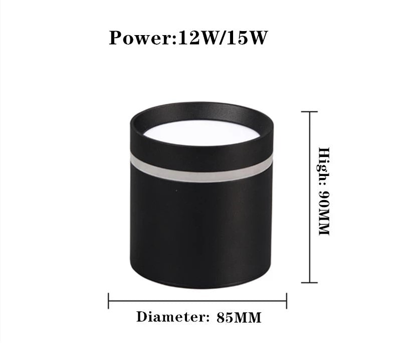 Surface mounted dimmable LED downlight 7W/10W/12W/15W COB LED ceiling spotlight AC85~265V LED backlight indoor lighting