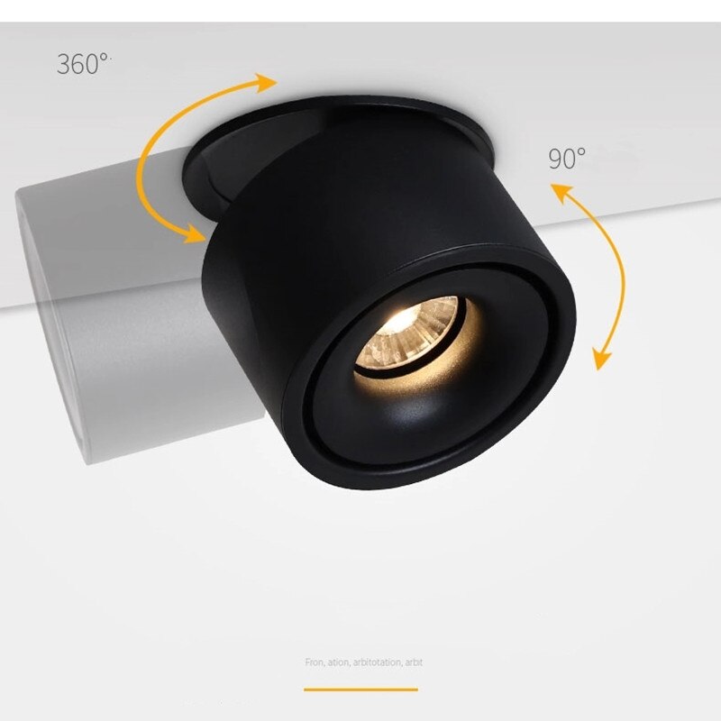 Adjustable concealed ceiling lamp, dimmable Nordic indoor spotlight, 10W, 12W, 15W. Embedded led ceiling lamp downlight