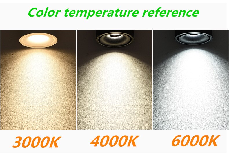 Adjustable concealed ceiling lamp, dimmable Nordic indoor spotlight, 10W, 12W, 15W. Embedded led ceiling lamp downlight