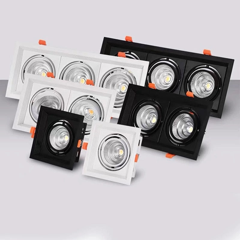 Super bright square dimmable LED downlight, COB, 10w, 20w, 30w, decorative LED spotlight, ceiling light, AC85-265v,