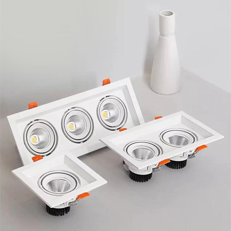 Super bright square dimmable LED downlight, COB, 10w, 20w, 30w, decorative LED spotlight, ceiling light, AC85-265v,