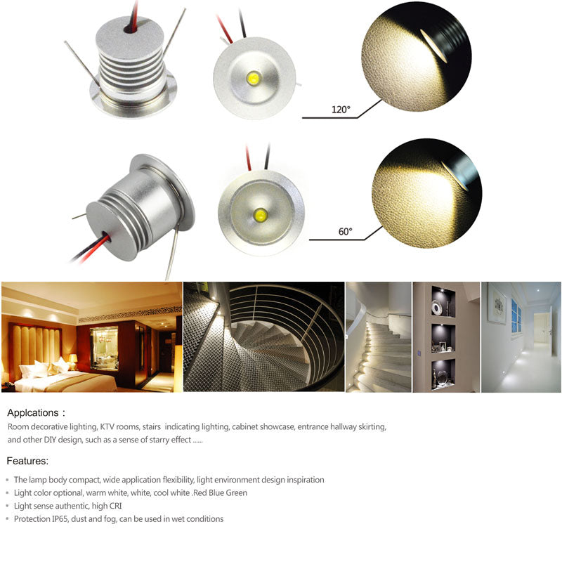 IP65 DC 12V Waterproof 1W Small Led Bulb Light 15mm 25mm 80Ra Cabinet Stair Outdoor Downlight Lamp Christmas Lighting