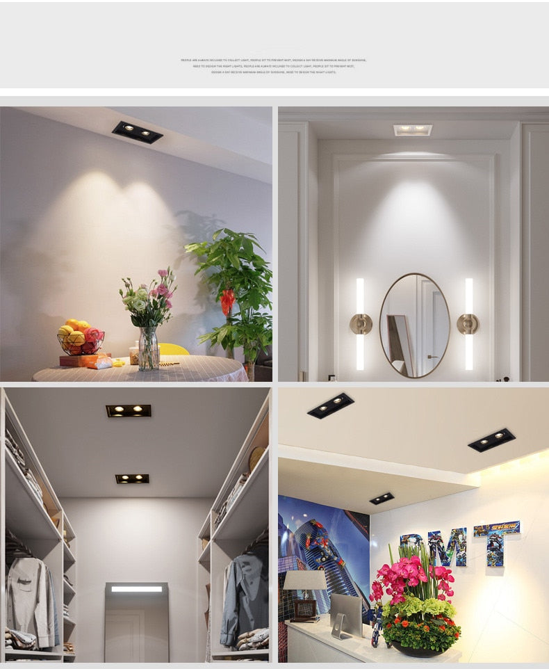 PCS Super Bright Recessed Square Dimmable LED Downlight COB 10w 15W Led Spot Light Decoration LED Ceiling Lamp AC110V 220V