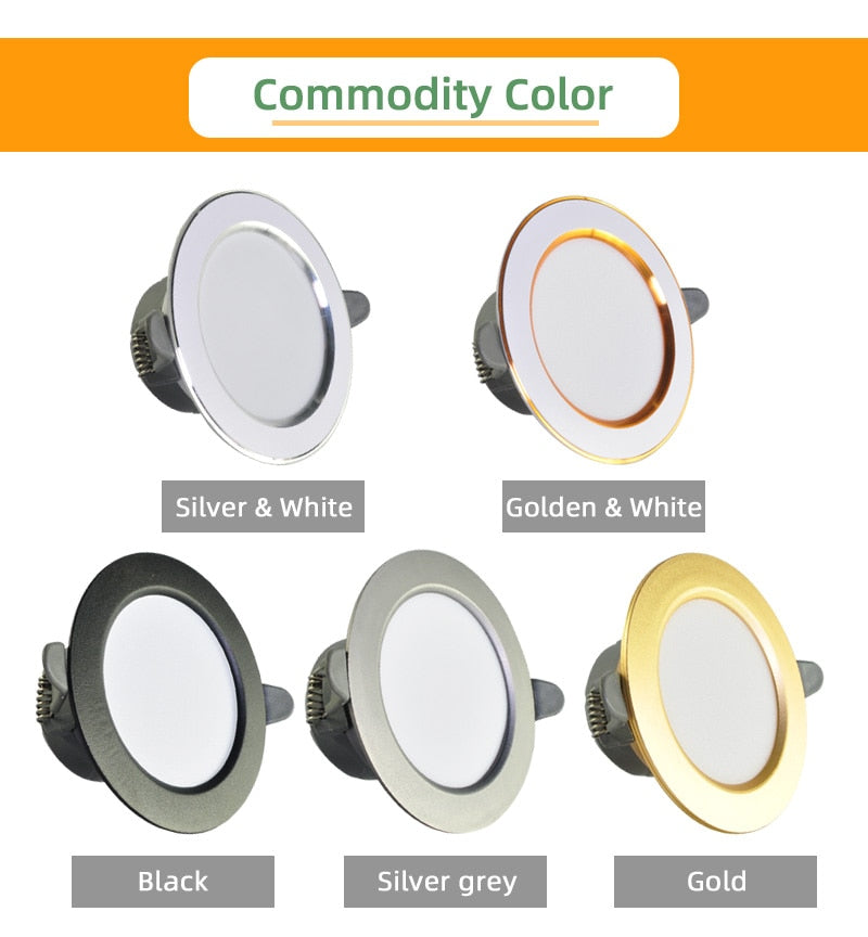 OK-B LED Downlight Ceiling 5w 10w 15w Silver White Led Lamp Recessed 110~220v LED Down Light Indoor Lighting Aluminum Spot Light