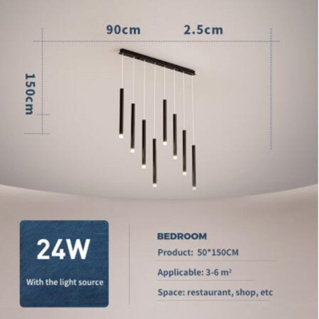 New LED Chandelier Lighting Modern for Staircase Living Room Dining Industrial Pendant Lamp Loft Villa Black Long Downlight