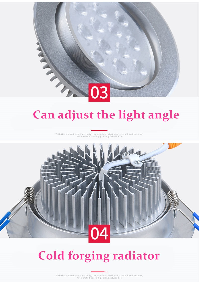 Silver Dimmable Recessed Anti Glare LED Downlights 3W/6W/10W/14W/18W/24W COB Ceiling Spot Lights AC85~265V Background Lamps