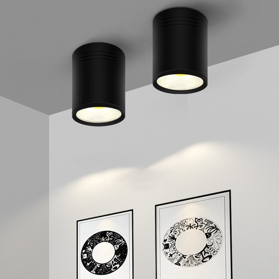 DVOLADOR Black Dimmable LED COB Downlight Surface Mounted LED Ceiling 3W/5W/7W/10W Housing AC85-265V Downlight with LED Driver