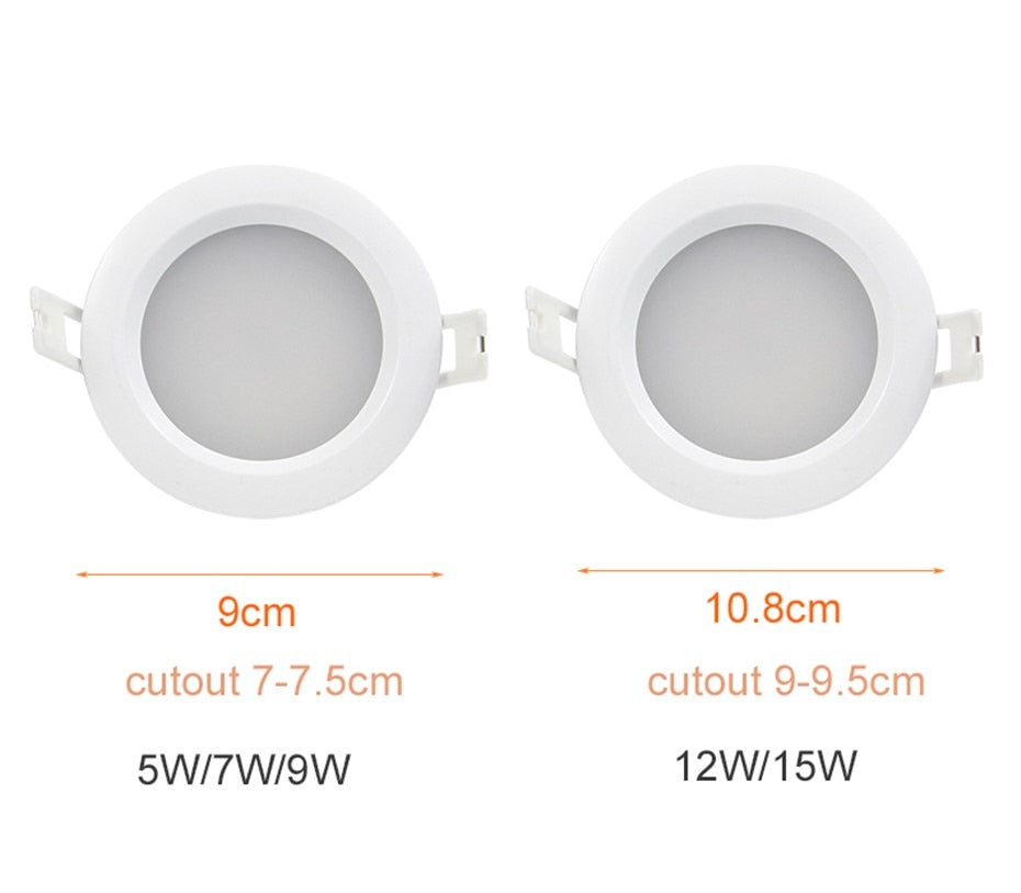 IP65 Waterproof LED Downlight 5W 7W 9W 12W 15W Waterproof Recessed lamp LED Ceiling Spot Light For Bathroom lighting Fixtures