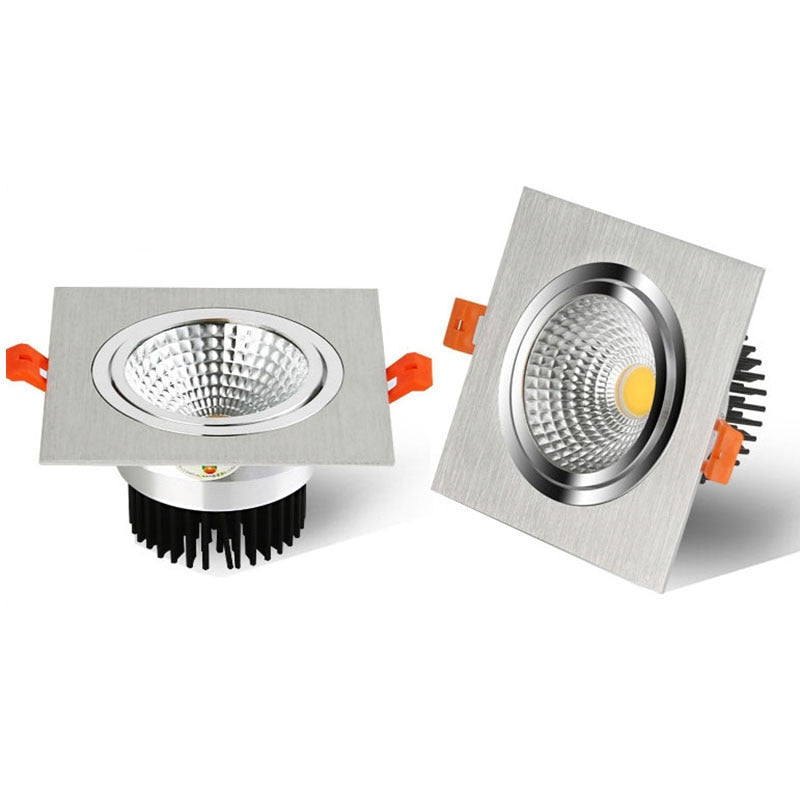 Square Recessed LED Dimmable Downlights Panel Lights AC90~260V COB LED Spotlights LED Recessed Ceiling Lamps Indoor Lighting