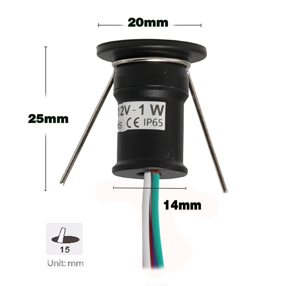 RGB LED Mini Downlight Recessed Ceiling Spot Light KTV Bar Party Stage Down Light 12V 1W Canopy Spot Led Stair Cabinet Spotlight