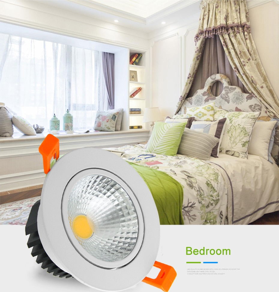DBF Anti-glare Recessed Ceiling Spot Light Dimmable 6W 9W 12W 15W LED COB Downlight with AC85-265V LED Transformer Home Decor