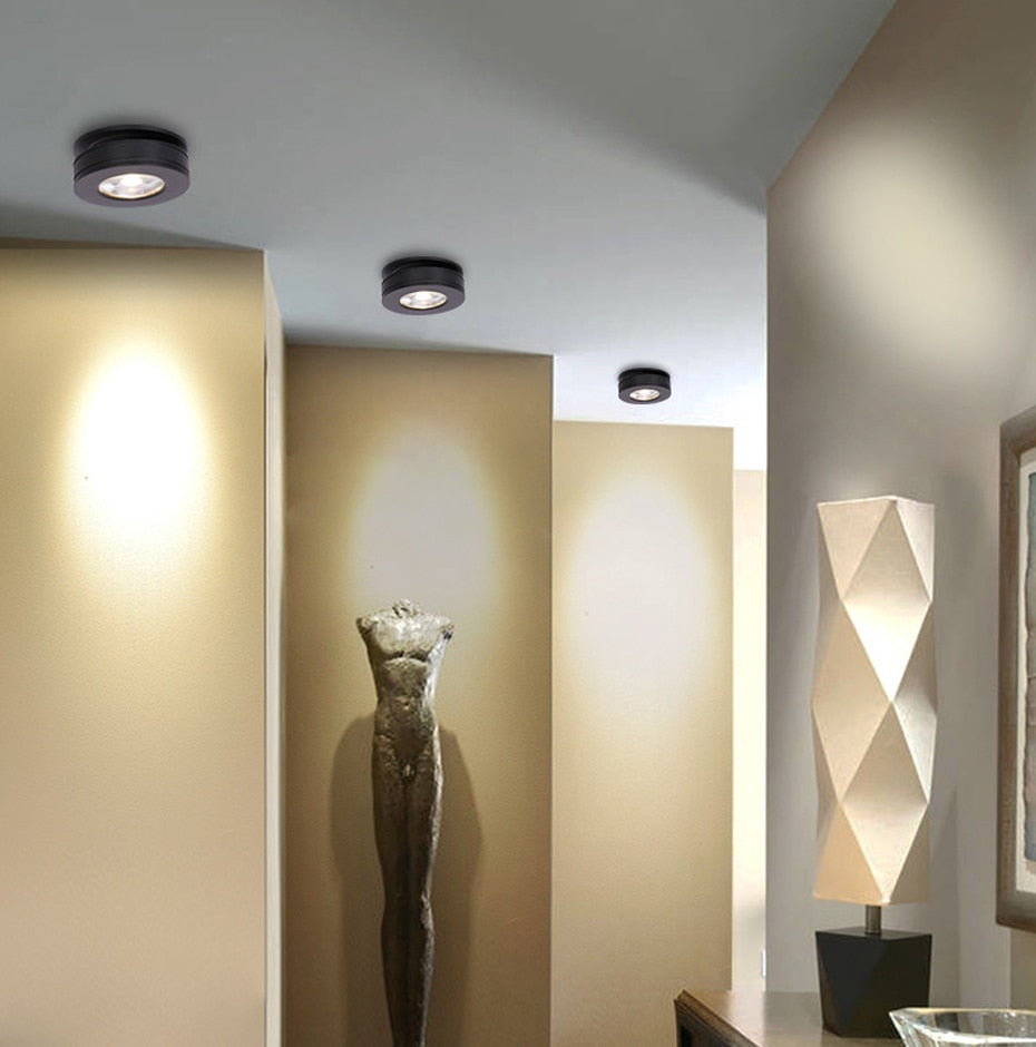 DBF Super Thin LED Surface Mounted Downlight 3W 5W 7W 9W Round Driverless Ceiling Spot Lamp for Cabinet Showcase AC 220V