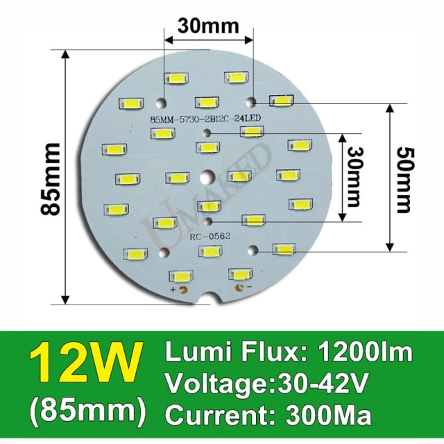 Brightness 12W 18W LED SMD5730 lamp source for bulb light, Real wattage led PCB panel for downlight ceiling light
