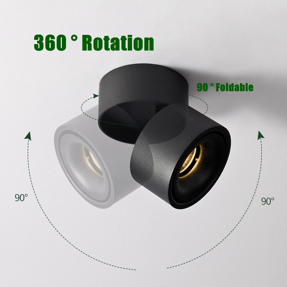 DBF Angle Adjustable LED Surface Downlight 360 Degree Rotatable 7W 10W 12W 15W LED Ceiling Spot Lamp AC85-265V Indoor Lighting