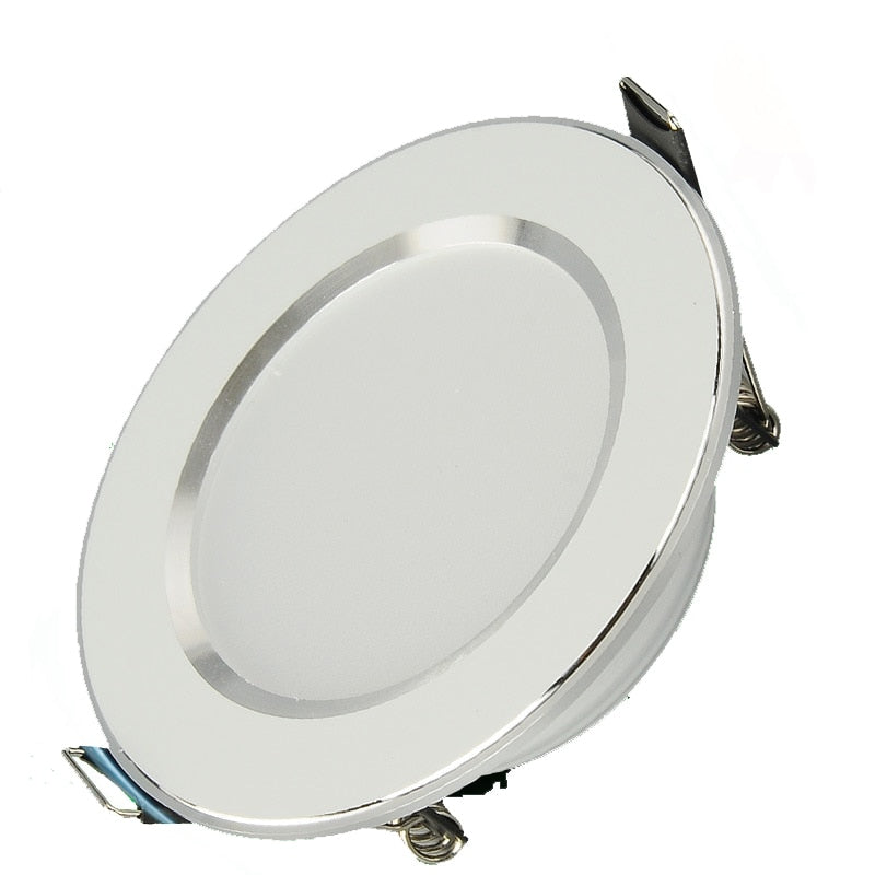 Changeable Led Downlight 5w 7w 9w 12w Ceiling Recessed Light Silver Frame 3 Color Change Warm Nature Cool White AC110-240V