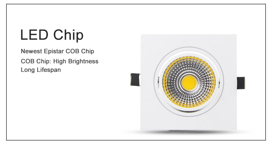 Square Recessed COB Downlight COB 7W 9W 12W 15W 14W 24W 21W 36W LED Ceiling Lamp AC85-265V Indoor LED Spot Light With Driver