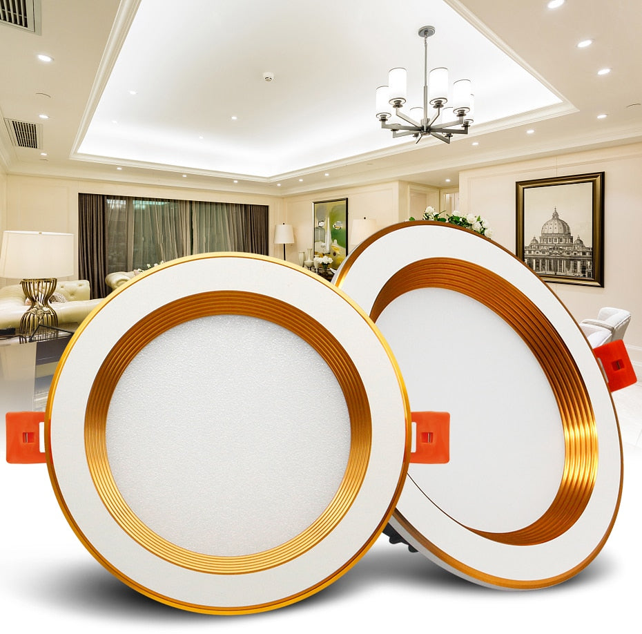 DBF 2020 New Three Light Temperatures Anti Glare Recessed Downlight 7W 10W 12W 15W Round LED Ceiling Spot Lamp Pic Background