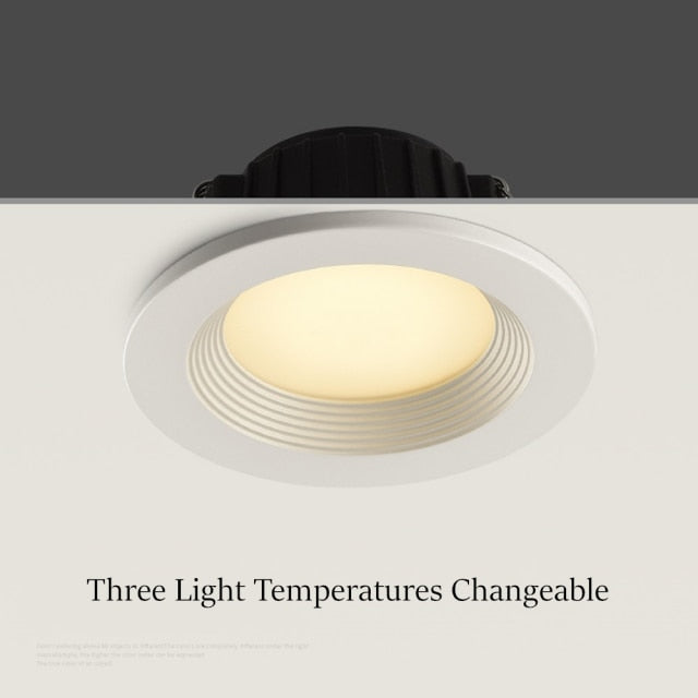DBF 2020 New Three Light Temperatures Anti Glare Recessed Downlight 7W 10W 12W 15W Round LED Ceiling Spot Lamp Pic Background