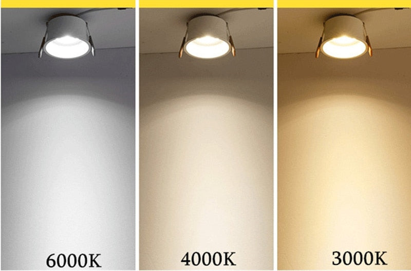 2021 New Style Angle Adjustable Anti-Glare LED COB Recessed Downlights 7W 9W 12W 15W 18W 20W Ceiling Lamp Spot Lights AC85-230V