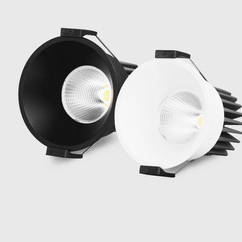 Super Bright Anti Glare Recessed Dimmable COB LED Downlights 7W 9W 12W LED Ceiling Spot Lights AC85~265V Background Lighting