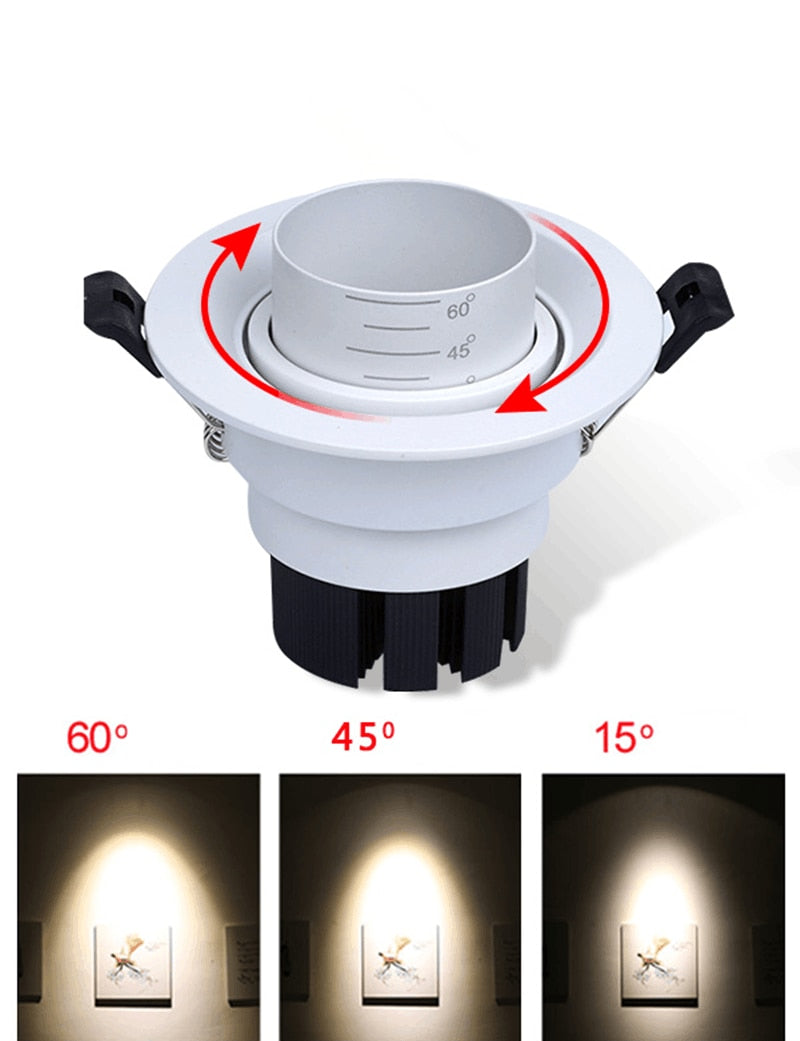 Dimmable Embedded Zoom 15-60 degrees COB 8W 12W 15W 20W Background wall LED downlight Indoor light