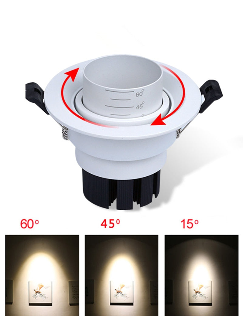 Dimmable Embedded Zoom 15-60 degrees COB 8W 12W 15W 20W Background wall LED downlight Indoor light