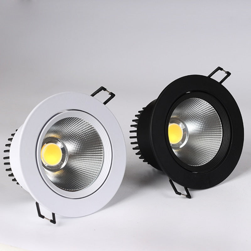 Dimmable LED Recessed Downlight 3W 5W 7W 10W 12W White/Black Body Ceiling Spot Light with 90-265V LED Driver 3000K 4000K 6000K