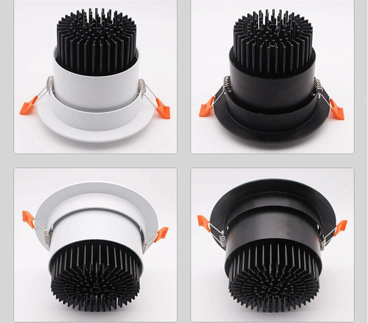 Dimmable LED Recessed Downlight 3W 5W 7W 10W 12W White/Black Body Ceiling Spot Light with 90-265V LED Driver 3000K 4000K 6000K