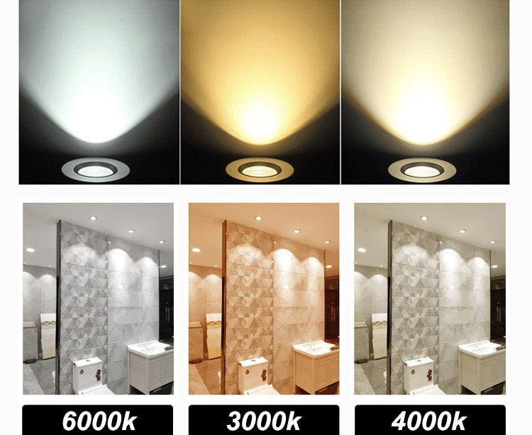 Dimmable LED Recessed Downlight 3W 5W 7W 10W 12W White/Black Body Ceiling Spot Light with 90-265V LED Driver 3000K 4000K 6000K