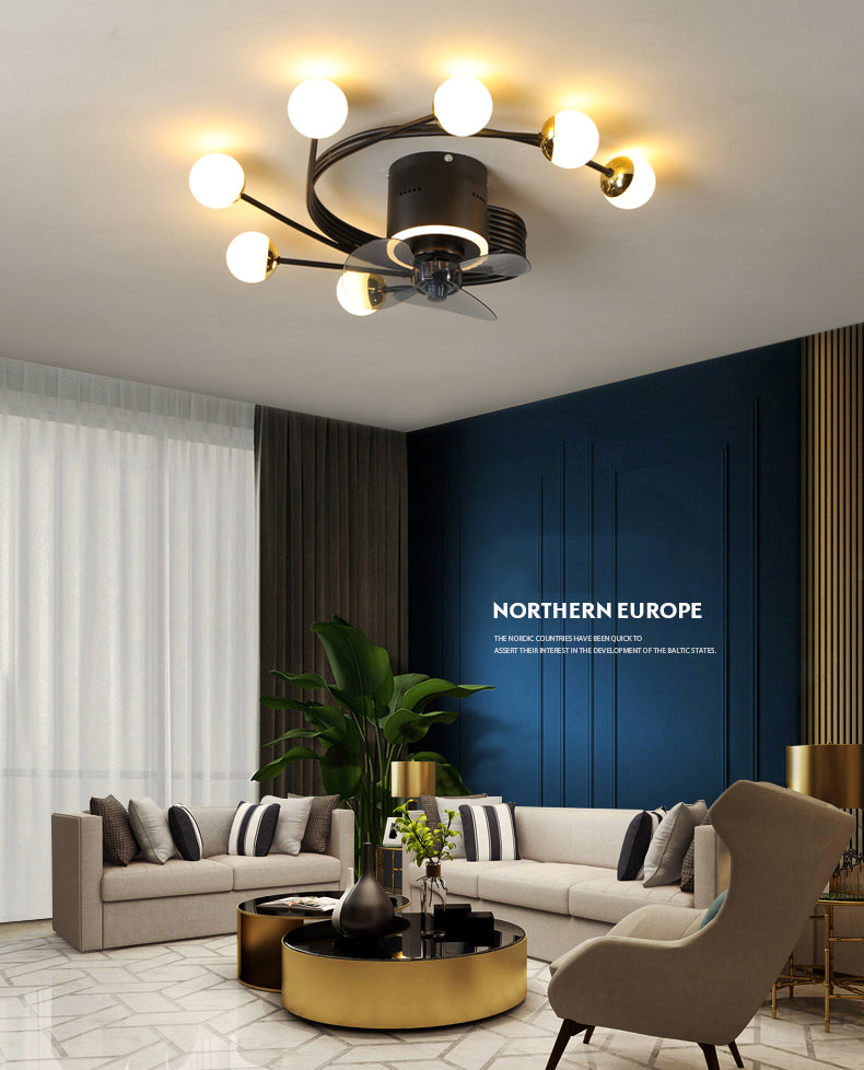 Nordic art chandelier ceiling fan without blades bedroom ceiling fan lamp ceiling fans with lights decorative led ceiling lamps
