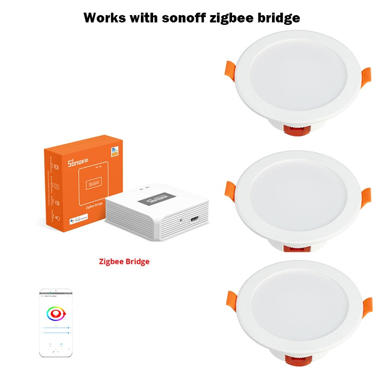 EWeLink Zigbee 3.0 Smart Downlight RGBCW Led Recessed Ceiling Light Voice Control Work With Alexa Google Home LED Downlights New