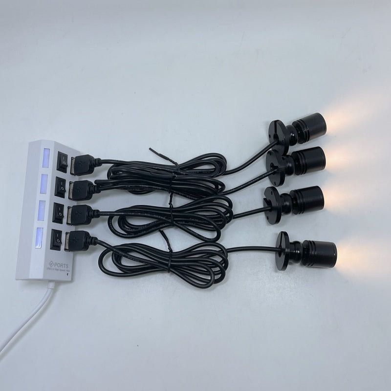 etrnLED USB Spot Light Mini Led Lamp Jewelry Showcase Wine Cabinet Lighting Kit 1W 3W Adjustable Spotlights Ceiling Downlight 5V