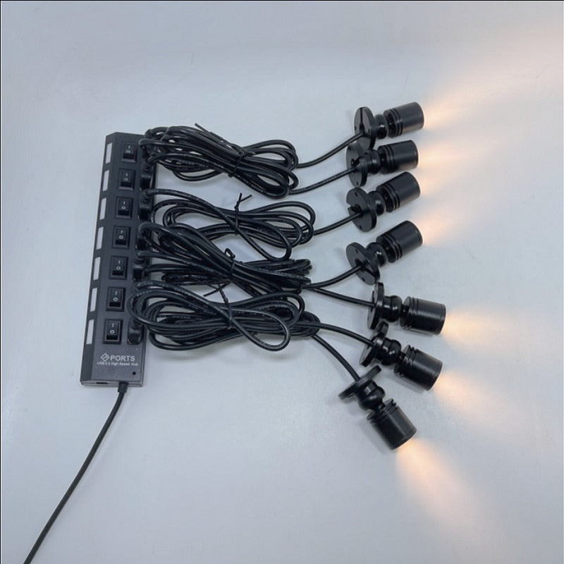 etrnLED USB Spot Light Mini Led Lamp Jewelry Showcase Wine Cabinet Lighting Kit 1W 3W Adjustable Spotlights Ceiling Downlight 5V