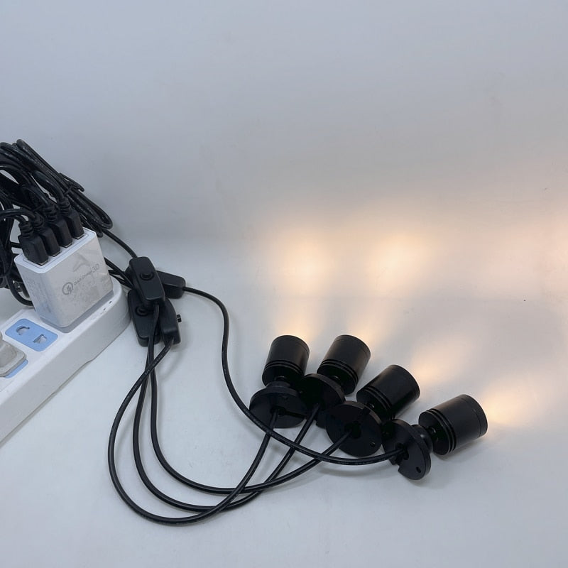 etrnLED USB Spot Light Mini Led Lamp Jewelry Showcase Wine Cabinet Lighting Kit 1W 3W Adjustable Spotlights Ceiling Downlight 5V