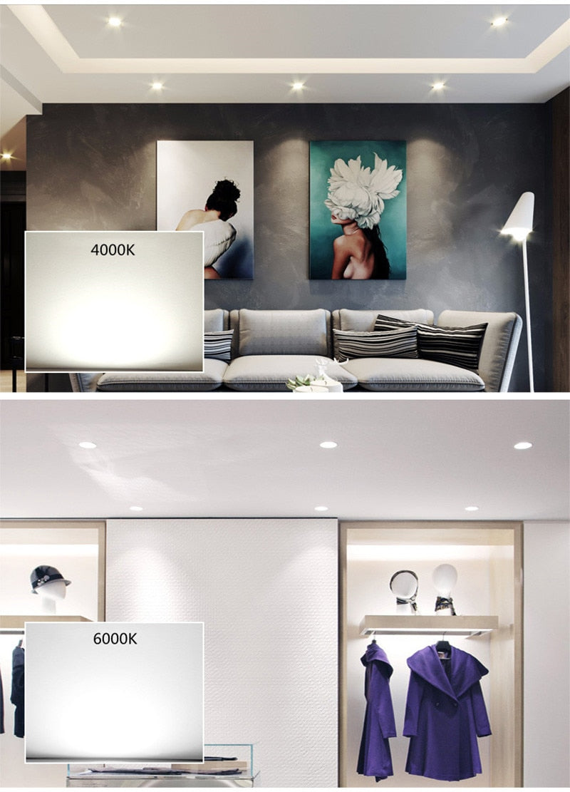 Dimmable Recessed LED Downlights 5W 7W 9W 12W 15W 18W COB LED Ceiling Spot Lights 110-240V LED Ceiling Lamps Indoor Lighting