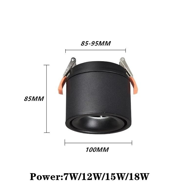 Foldable Dimmable LED COB Recessed Downlight Black/White Housing 7W 12W 15W 18W LED Ceiling Spot Light for Pictures Background