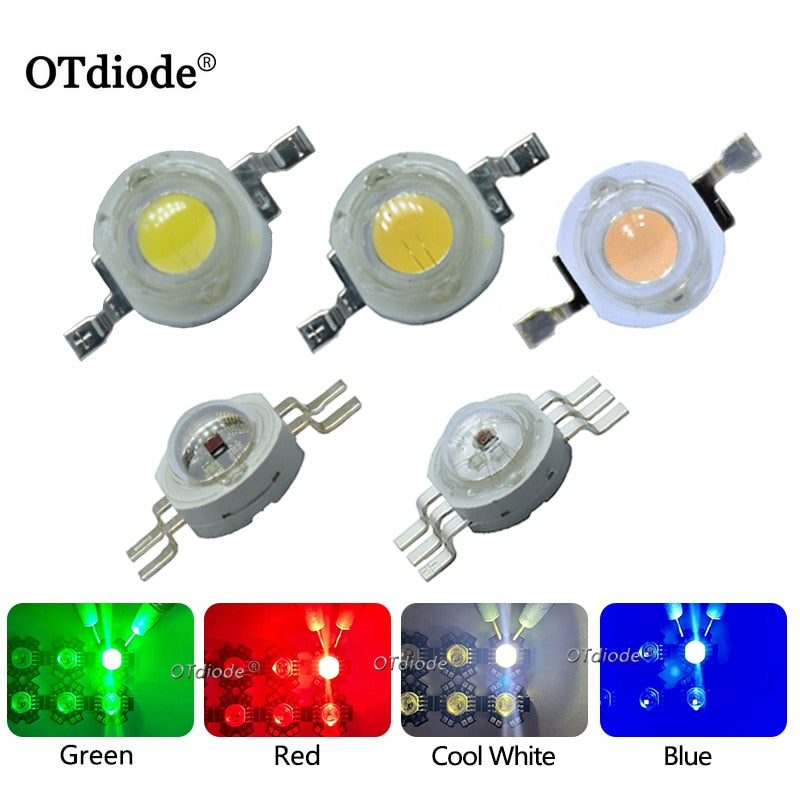 High Power LED Light-Emitting Diode LEDs Chip SMD 10pcs 1W 3W Warm White Red Green Blue Yellow For SpotLight Downlight Lamp Bulb