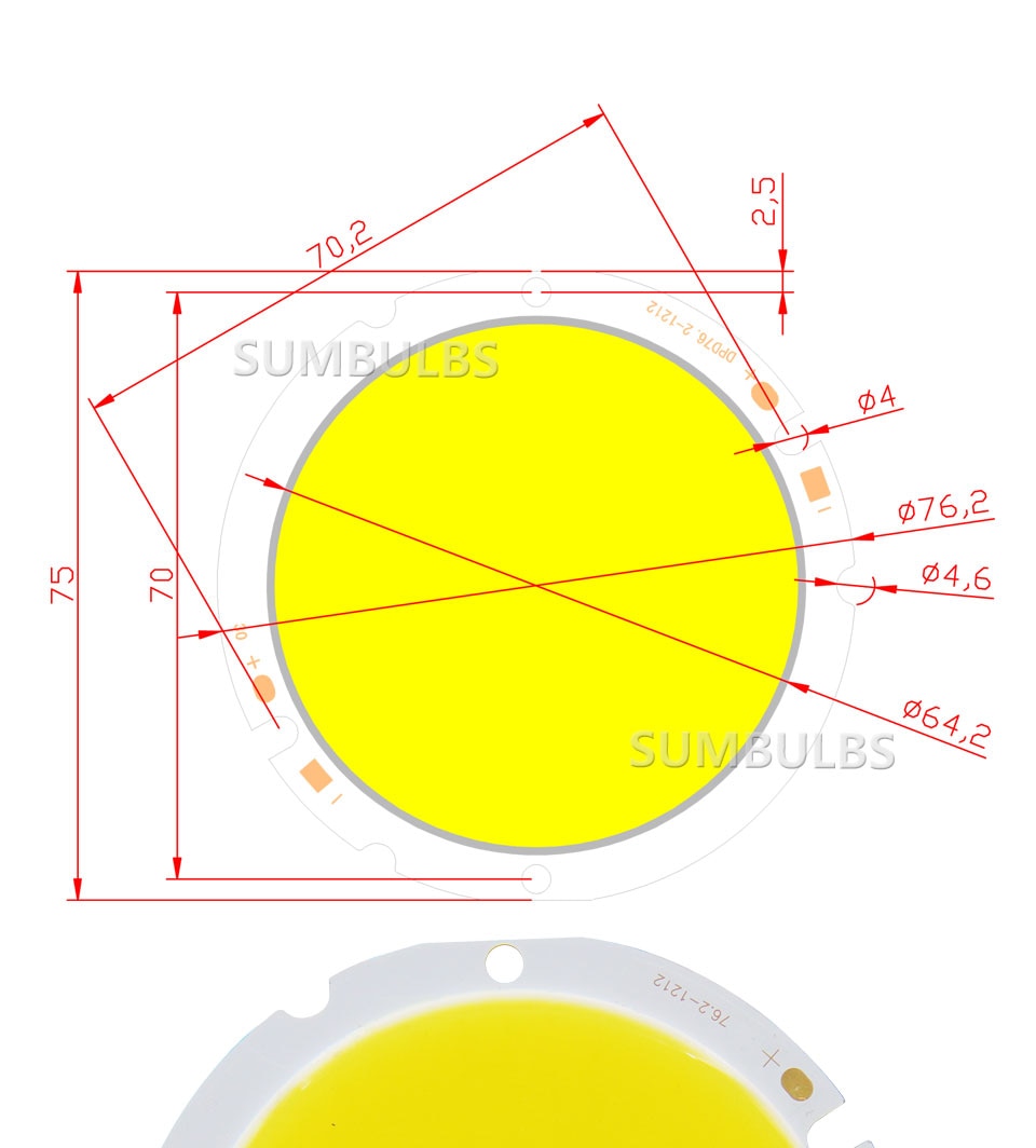 LED Downlight 76mm Diameter DC 36-40V 30W Chip On Board LED COB Downlight Bulb Natural White 4200K for DIY Indoor Lights
