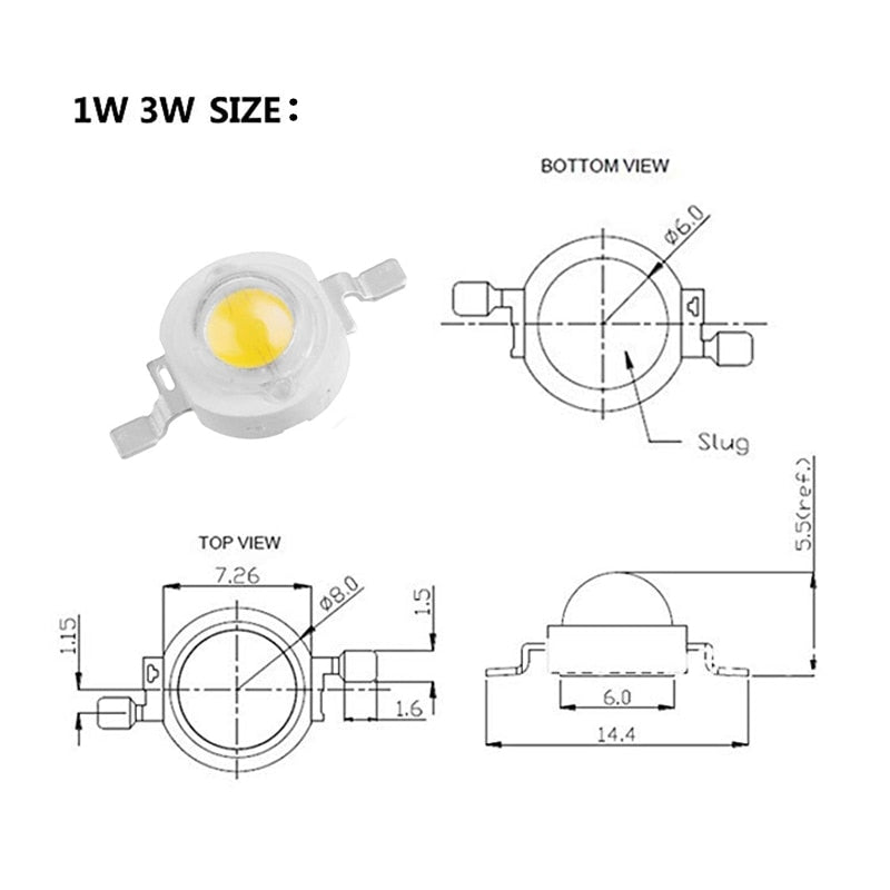 High Power LED Light-Emitting Diode LEDs Chip SMD 10pcs 1W 3W Warm White Red Green Blue Yellow For SpotLight Downlight Lamp Bulb